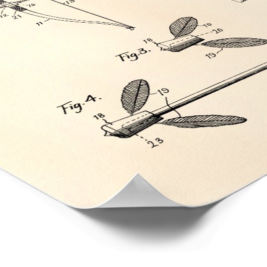Archery Bow 1929 Patent Art Old Peper Poster (Hoek)