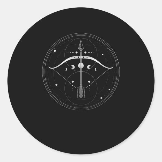 Archery Bow en Arrow Sacred Geometry Ronde Sticker (Voorkant)