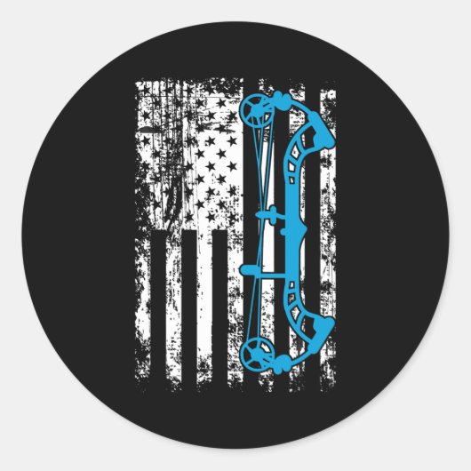 Archery Compound Bow USA American Flag  Ronde Sticker (Voorkant)