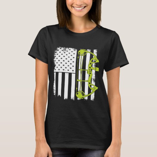 Archery Compound Bow Usa Vlag Amerikaanse Vlaggenb T-shirt (Voorkant)