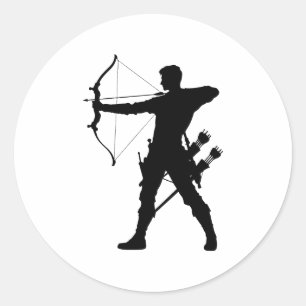 Archery hunter silhouet ronde sticker