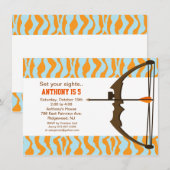 Archery met Colorful Camo Birthday-uitnodiging Kaart (Voorkant / Achterkant)
