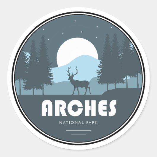 Arches Nationaal Park Herten Ronde Sticker (Voorkant)
