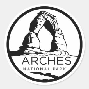 Arches Nationaal Park Zwart Embleem Ronde Sticker