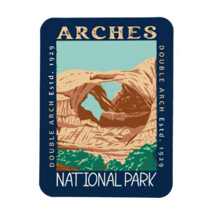 Arches National Park Dubbele Arch Retro Verhard Magneet