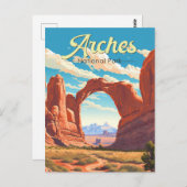 Arches National Park Illustratie Retro Briefkaart (Voorkant / Achterkant)