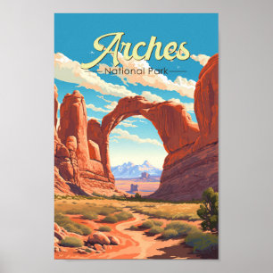 Arches National Park Illustratie Retro Poster