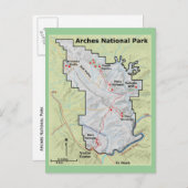 Arches National Park Kaart Briefkaart (Voorkant / Achterkant)