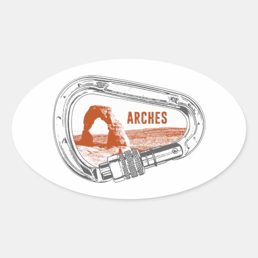 Arches National Park Klim Carabiner Ovale Sticker (Voorkant)