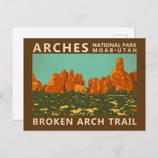 Arches National Park Utah Broken Arch Trail Retro Briefkaart (Voorkant / Achterkant)