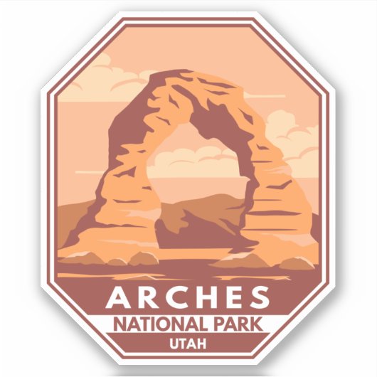 Arches National Park Utah Delicate Arch Retro Sticker (Voorkant)