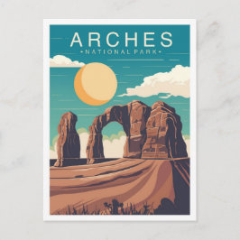 Arches National Park Utah USA Travel Illustration Briefkaart