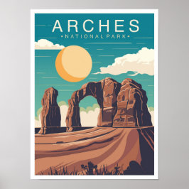 Arches National Park Utah USA Travel Illustration Poster