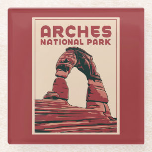 Arches National Park Vintage Reiskunst Glazen Onderzetter