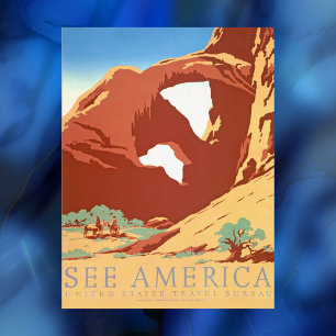 Arches Nat'l Park Vintage Poster, See America, Briefkaart