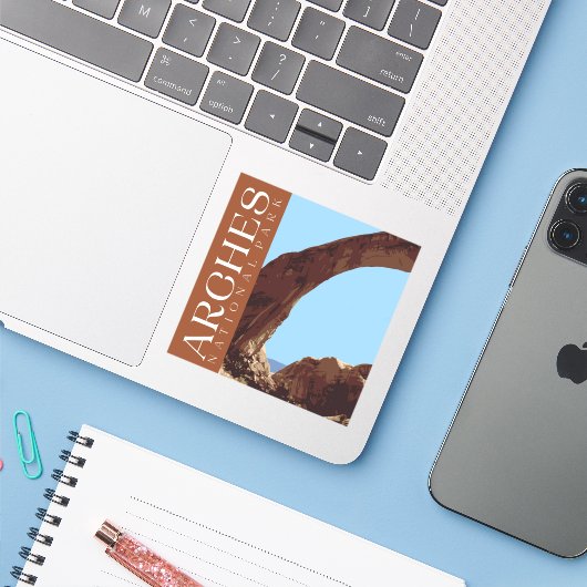 Arches Sticker, Nationaal Park Decal Sticker (Laptop met iPhone)