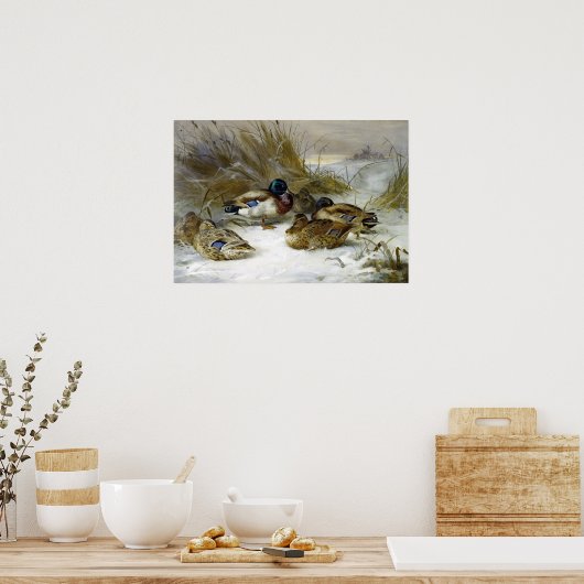 Archibald Thorburn Winter Landschap met Mallard Poster (Keuken)