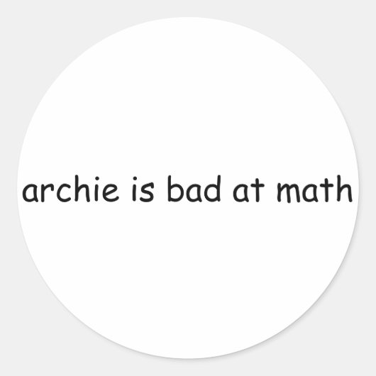 Archie is slecht in wiskunde ronde sticker (Voorkant)