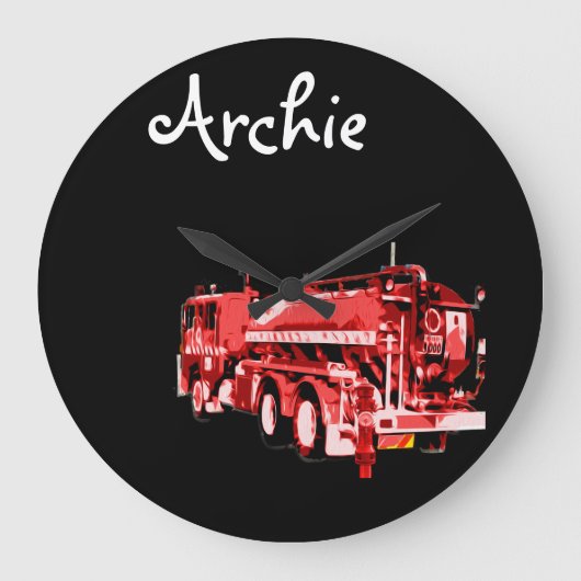 Archie naam met Red Fire Truck Grote Klok (Voorkant)