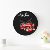 Archie naam met Red Fire Truck Grote Klok (Huis)