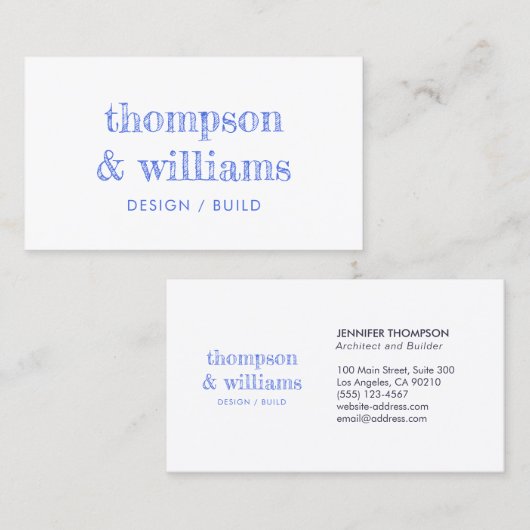 Architect Blauw Wit Professioneel Visitekaartje (Voorkant / Achterkant)