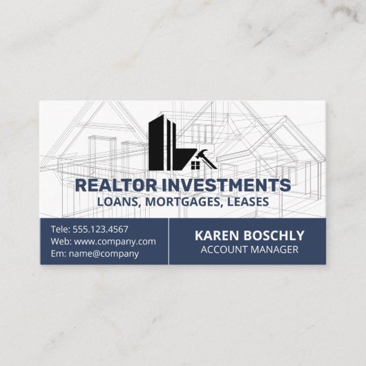 Architect Blueprint | Logo Huiseigendom Visitekaartje (Voorkant)