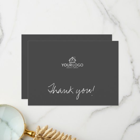 Architect Company Corporate Custom Text Logo Bedankkaart (Voorkant / Achterkant in situ)