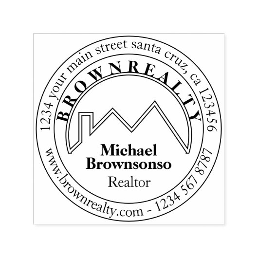 Architect Dak Cirkel Logo Makelaar Zelfinktende Stempel (Design)