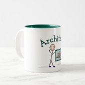 Architect Gifts—Stick Person Design Tweekleurige Koffiemok (Voorkant links)
