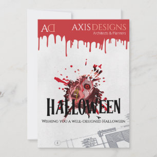 Architect Halloween Zombie & Bloed Groeten Feestdagenkaart