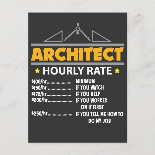 Architect Hourly Rate Funny Handyman Briefkaart (Voorkant)