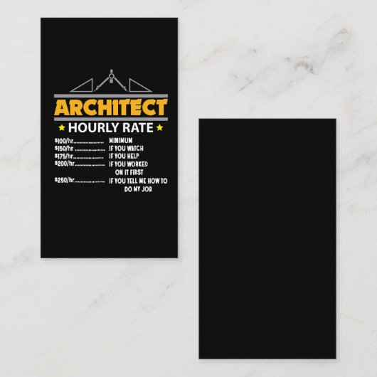 Architect Hourly Rate Funny Handyman Visitekaartje (Voorkant / Achterkant)