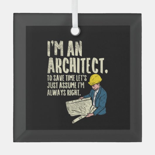 Architect - Ik ben architect Glas Ornament (Voorkant)