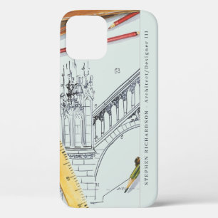 Architect Ingenieur Watercolor Monogram iPhone 12 Hoesje