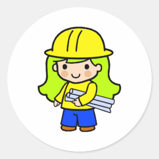 Architect Meisje 2 Ronde Sticker
