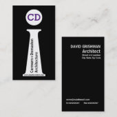 Architect moderne zwarte, witte, paarse monogram visitekaartje (Voorkant / Achterkant)