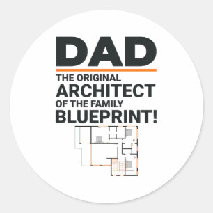 Architect Papa's Blauwdruk Lachen Vaderdag Ronde Sticker