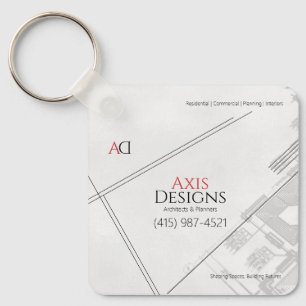 Architect Sleutelhouder Blauwdruk Ontwerp Sleutelhanger