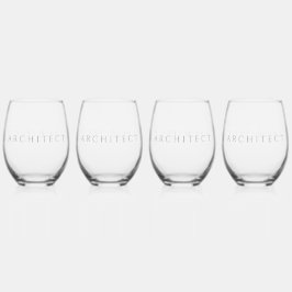 Architect Stemless wijnglazen Set (4) / Grijs Wijnglas Zonder Voet