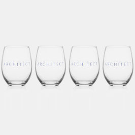 Architect Stemless wijnglazen Set (4) / Marine Wijnglas Zonder Voet