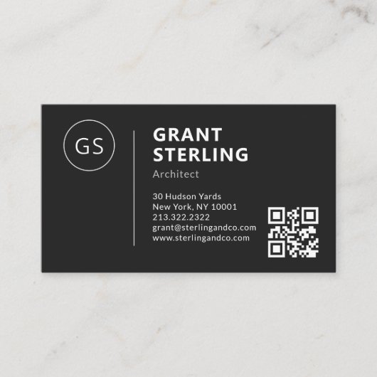 Architect Zwart Wit Logo QR Code Modern Visitekaartje (Voorkant)