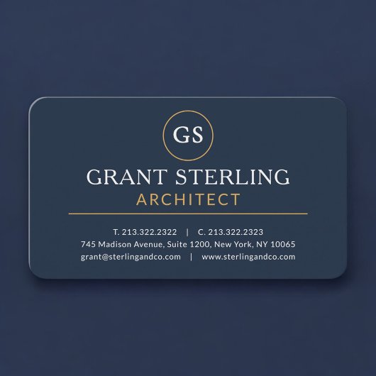 Architecte Carte de Visite Bleu Marine Professionn