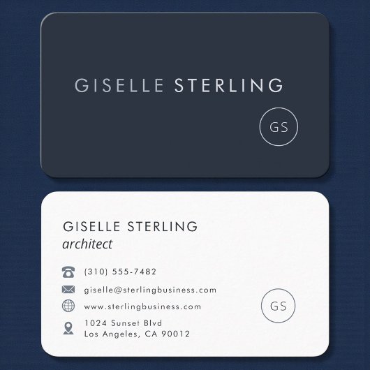Architecte Carte de Visite Bleu Marine Professionn