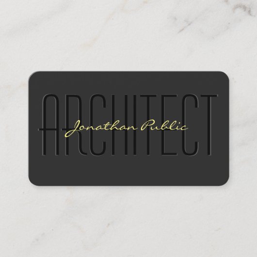 Architecte Carte de visite Script Black & Gold Lux (Devant)
