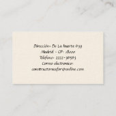 Architecte - Constructeur - Carte de Visite (Dos)