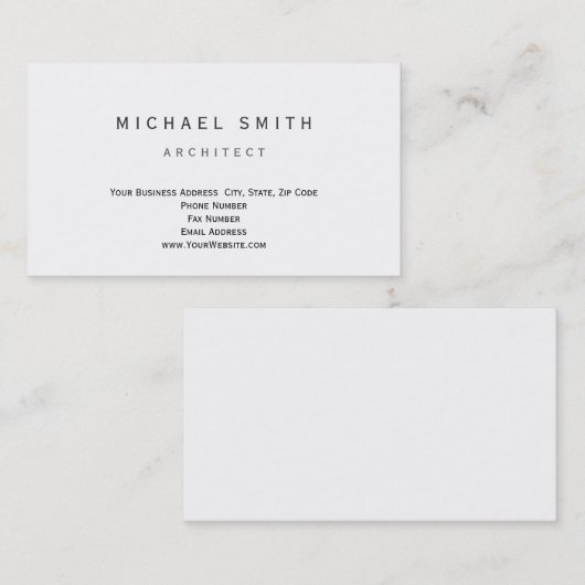 Architecte Moderne Simple Carte de visite minimal (Devant / Derrière)
