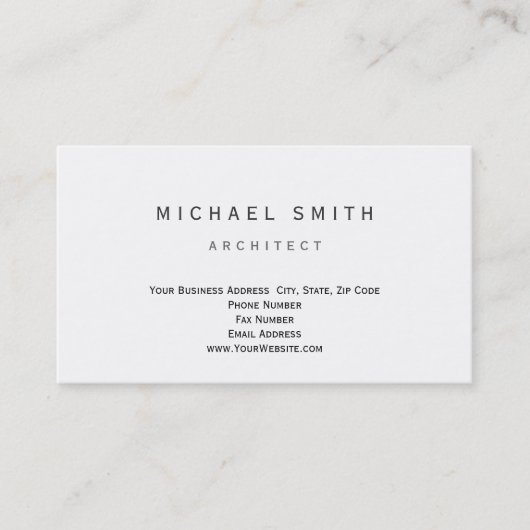 Architecte Moderne Simple Carte de visite minimal (Devant)