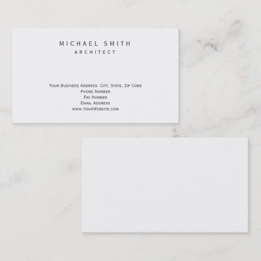 Architecte Moderne Simple Carte de visite minimal (Devant / Derrière)