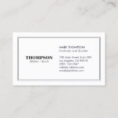 Architecte noir blanc Carte de visite professionne (Dos)