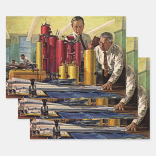 Architecten die in een kantoor werken, Vintage bed Inpakpapier Vel